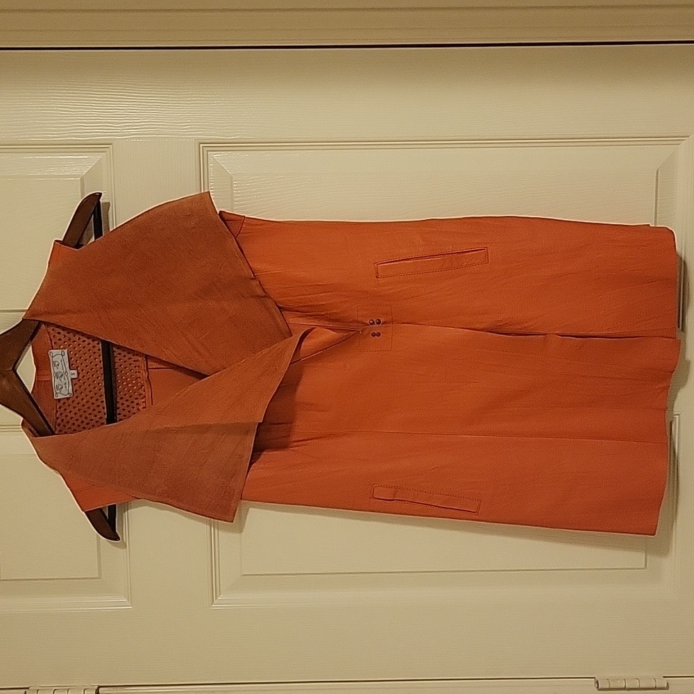 Genuine Leather Vest Orange Western